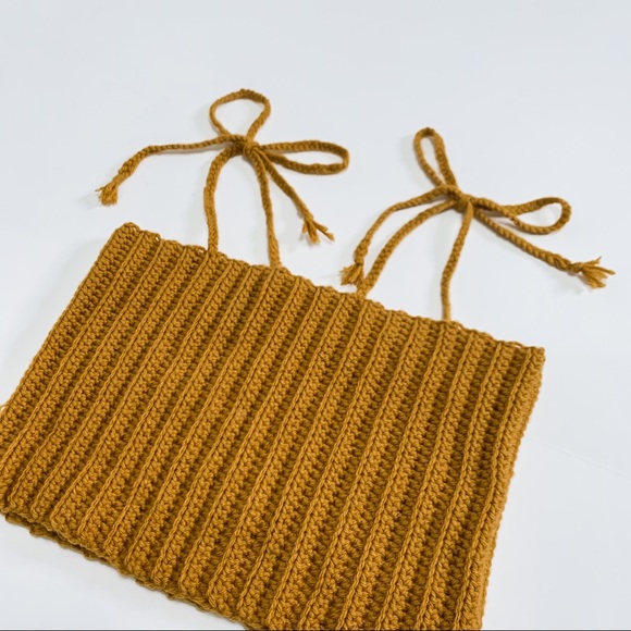 Handmade Crochet Crop Top with Tie Straps - Picture 1 of 5